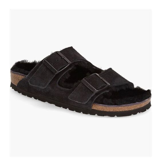 Birkenstock | Arizona Shearling Slide Sandals - Picture 1 of 8